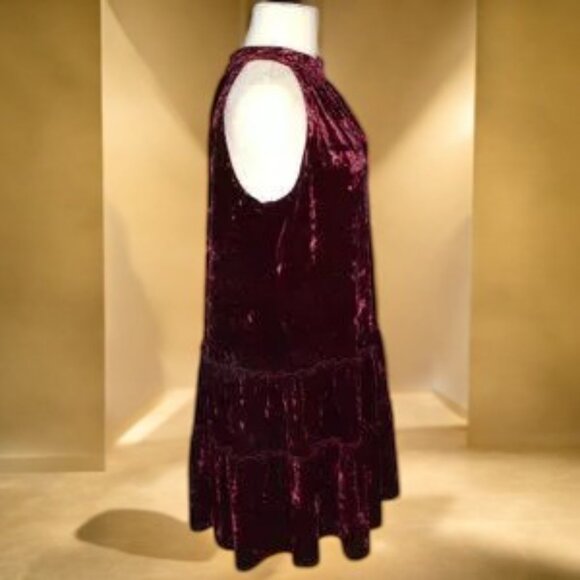 NWT Laundry by Shelli Segal Los Angeles Crushed Velvet Dress Deep Garnet Red - Picture 2 of 4